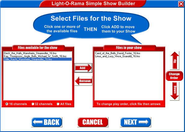 SimpleShowBuilderSelectSequences