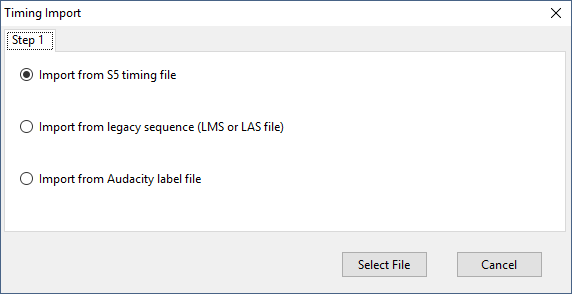 Timing grid import - source selection