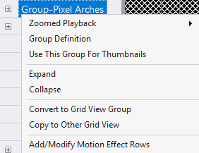Menu for a preview group