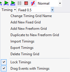 The Toolbar's Timing Grid Menu