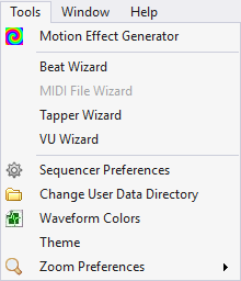 The Tools Menu