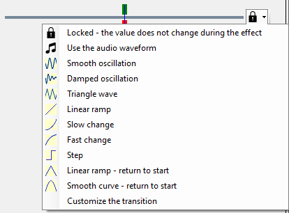 Slider transition menu