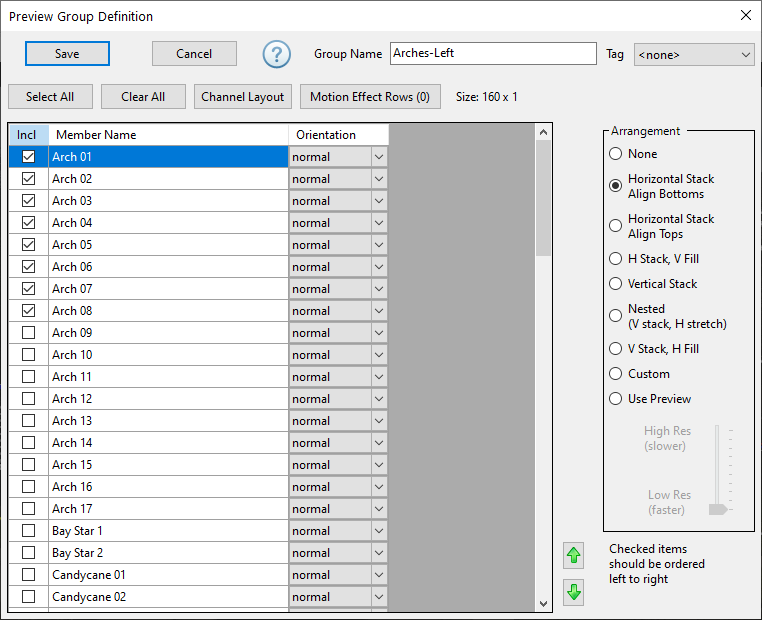 Preview Group Definition Window Preview Group Definition Window