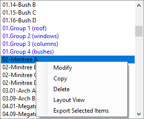 The Prop and Group List with right-click menu displayed The Prop and Group List with right-click menu displayed