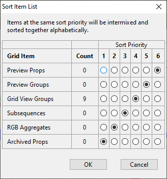 The Sort Item List Dialog The Sort Item List Dialog