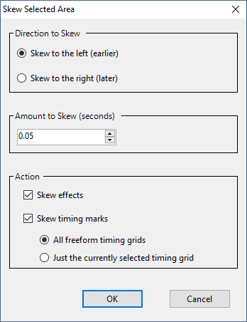 The Skew Selection dialog The Skew Selection dialog