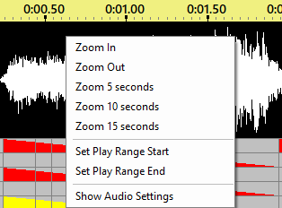 The right-click menu of the waveform The right-click menu of the waveform