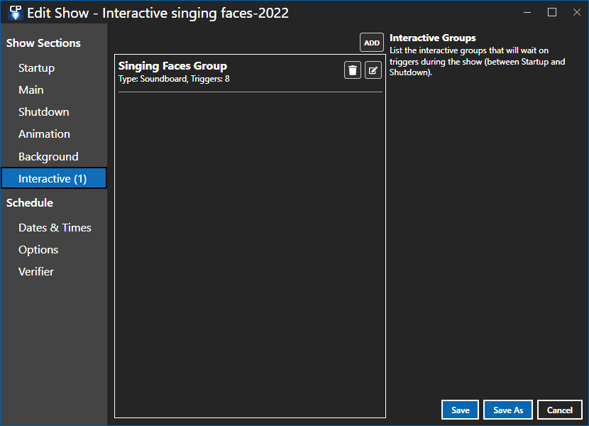 The Interactive section, with 1 group The Interactive section, with 1 group
