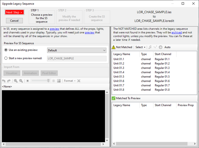 The Upgrade Legacy Sequence Dialog