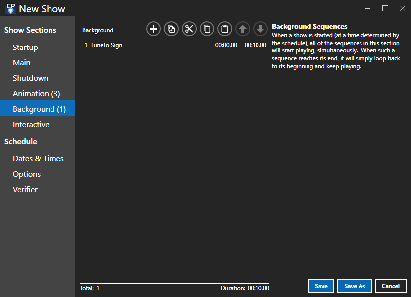 The Background section, with a single sequence The Background section, with a single sequence