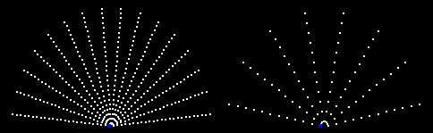2 fan shapes with differing numbers of lights 2 fan shapes with differing numbers of lights