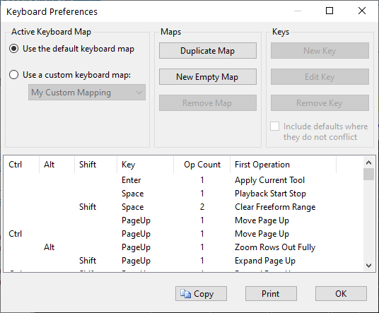 The Keyboard Preferences dialog The Keyboard Preferences dialog