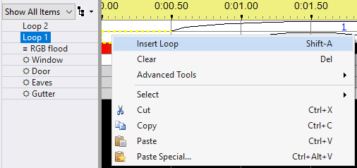 The Loop Context menu The Loop Context menu