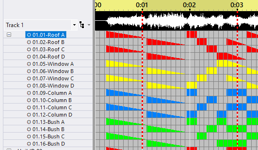 A sequence with a freeform play range from 1 to 3 seconds A sequence with a freeform play range from 1 to 3 seconds