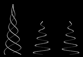Spiral Trees: 1 with 3 strings, and 2 with 1 string Spiral Trees: 1 with 3 strings, and 2 with 1 string