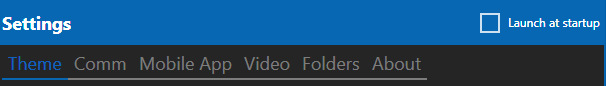 The Settings tabs The Settings tabs