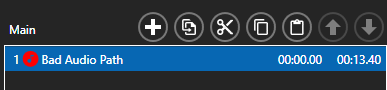 Media file is missing for the sequence "Bad Audio Path" Media file is missing for the sequence "Bad Audio Path"