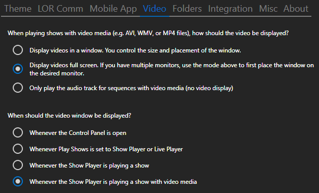 Video tab Video tab