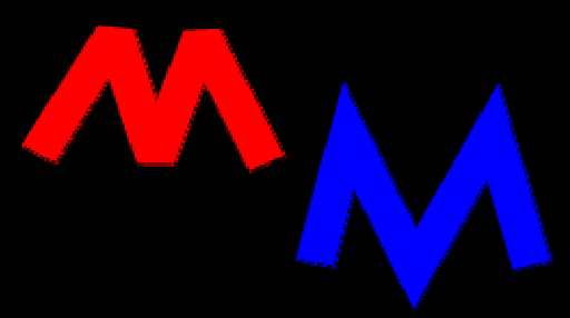 The red M has a miter limit of 0 - notice the chopped off corners. The blue M has a miter limit of 4 so the corners are fully formed.
