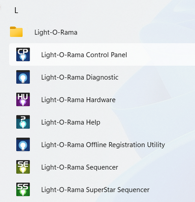 Run the Light-O-Rama Control Panel from your computer's Start menu Run the Light-O-Rama Control Panel from your computer's Start menu
