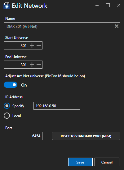 NetworkAddArtNet