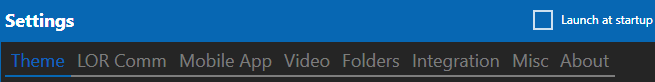 The Settings tabs The Settings tabs