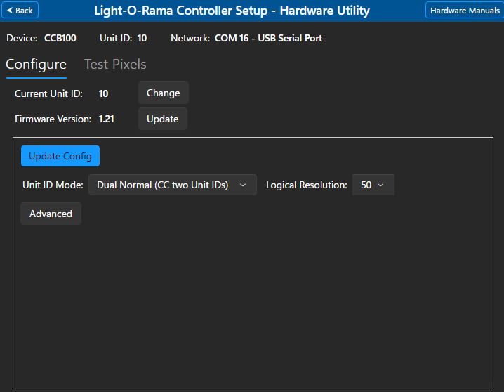 Light O Rama Cosmic Color Ribbon The Light-O-Rama Software Package > Control Panel > Controller Setup ...