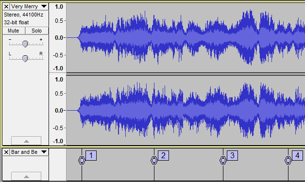 Audacity screen with timing labels at the bottom Audacity screen with timing labels at the bottom