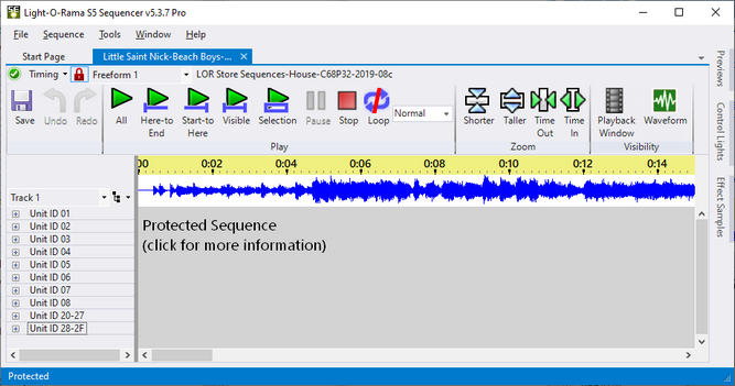 A protected sequence, as displayed in the Sequencer A protected sequence, as displayed in the Sequencer