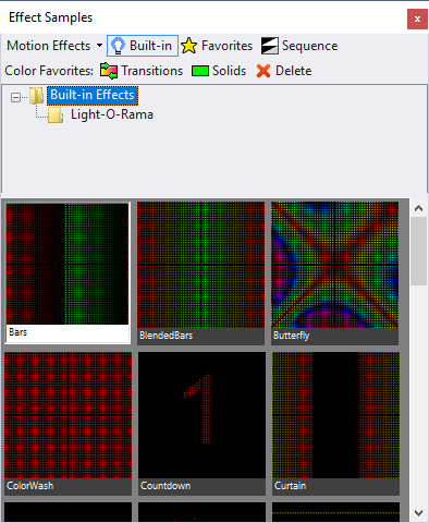 The Effect Samples window displaying motion effects The Effect Samples window displaying motion effects