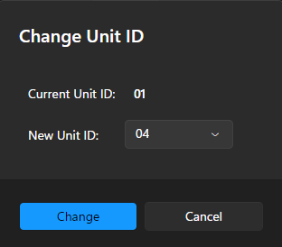 Changing the Unit ID from 01 to 04 Changing the Unit ID from 01 to 04