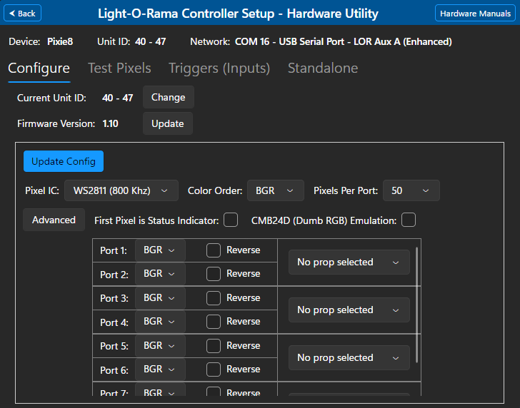 The Light-O-Rama Software Package > Control Panel > Controller Setup ...