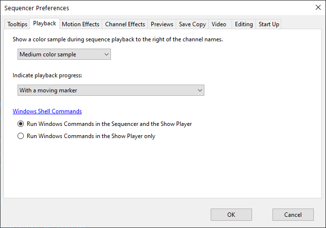 Sequencer Preferences - Playback Tab Sequencer Preferences - Playback Tab