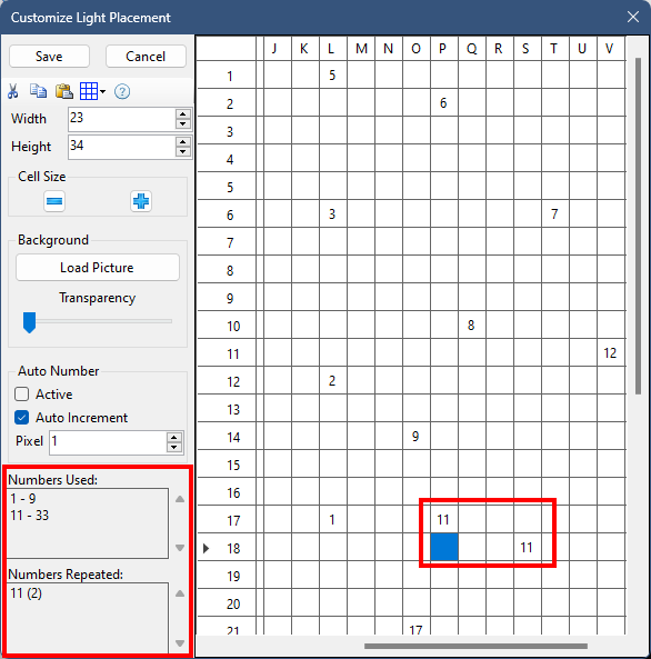 A grid with an error. There are 2 entries for 11 and none for 10.
