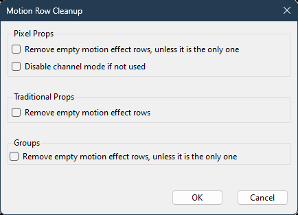 The Motion Row Cleanup dialog The Motion Row Cleanup dialog