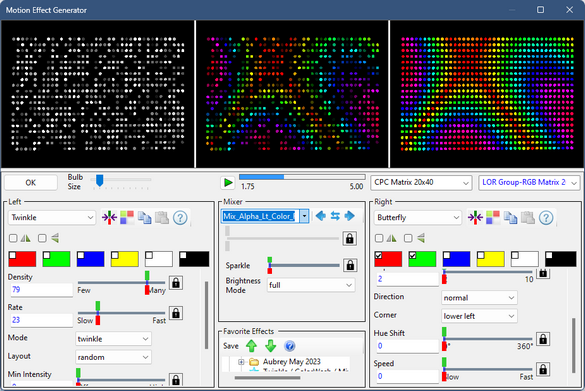 The transparency of the twinkle effect on the left is applied to the colors of the Butterfly effect on the right The transparency of the twinkle effect on the left is applied to the colors of the Butterfly effect on the right