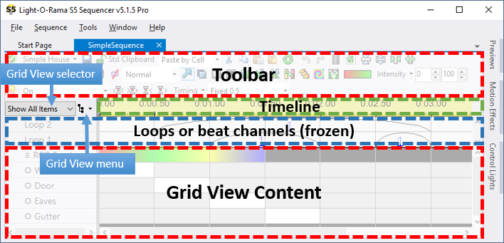 Areas within the Sequence Tab Areas within the Sequence Tab