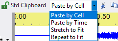 Paste Mode selector on the toolbar Paste Mode selector on the toolbar