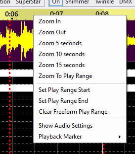 Menu with play range selected Menu with play range selected