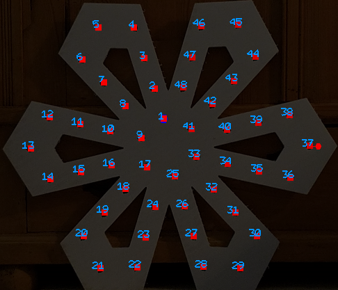 Snowflake prop with pixel numbers shown Snowflake prop with pixel numbers shown