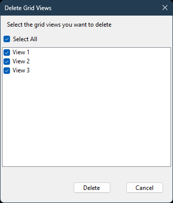 The Delete Grid Views dialog The Delete Grid Views dialog