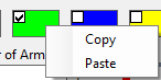 Pop-up menu after right-clicking on a color