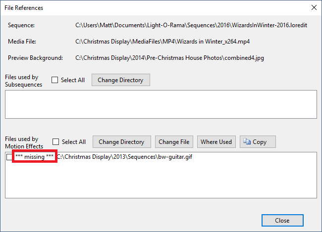 The File References dialog The File References dialog