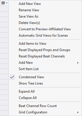 The Grid View menu The Grid View menu