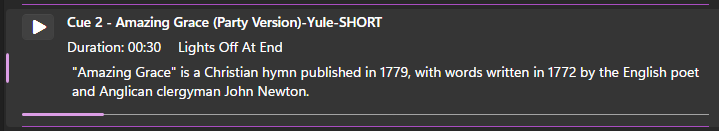 A cue item while playing A cue item while playing