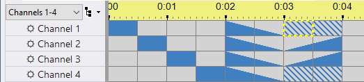 A sequence with four channels, and various lighting effects A sequence with four channels, and various lighting effects