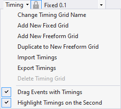 The Toolbar's Timing Grid Menu The Toolbar's Timing Grid Menu