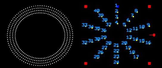 2 Wreaths, one with pixel numbers displayed 2 Wreaths, one with pixel numbers displayed