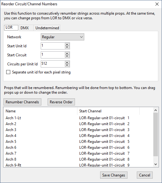 After pressing the Renumber Channels button