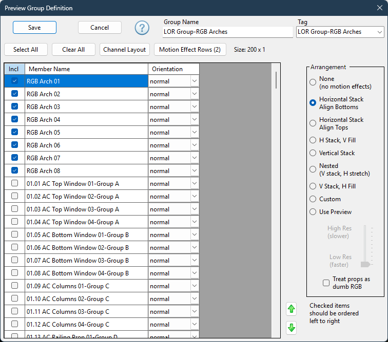 Preview Group Definition Window